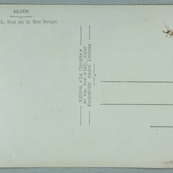 Postcard - 'Casbah, Rue de la Mer Rouge, Alger', Ship 'New Australia', 1951