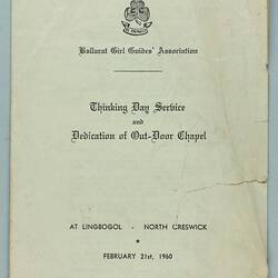 Program - Church Service, Ballarat Girl Guides' Association, North Creswick, Victoria, 21 Feb 1960