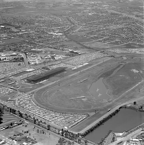 Negative - Aerial View of Sandown Racecourse & Surrounding Suburb, Springvale, Victoria, 27 Dec 1969