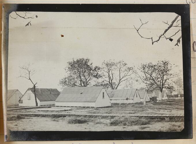 Row of small huts in an army camp