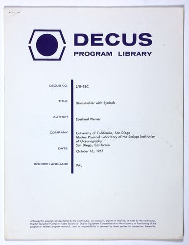 Program Library - DECUS, No 5/8-18C, 1967