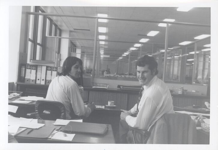 Photograph - Kodak Australasia Pty Ltd, Two Men Seated at Office Desk, Building 8, Coburg, 1969-1970