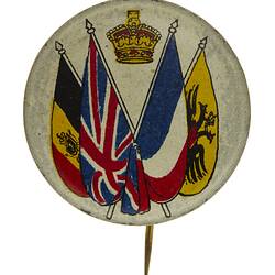 Badge - Patriotic, Four Flags, Belgium, Britain, France & Russia, Australia, 1919