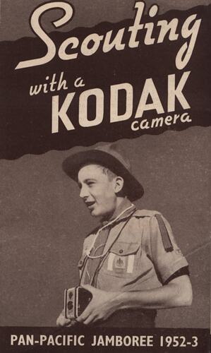 Brochure cover featuring photograph of boy scout.