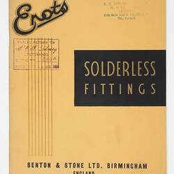 Product Catalogue - Benton & Stone Ltd, 'Enots' Solderless Pipe Fittings, Birmingham, England, 1956