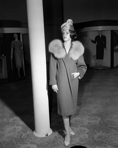 Ball & Welch Ltd, Woman Modelling a Coat, Melbourne, 29 Feb 1960