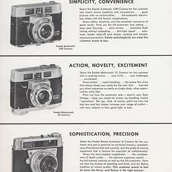 Flyer with printed text and photographs of camera.