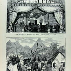Print - 'The German Imperial Tent' & 'The Bush Scene in the South Australian Court', Australasian Sketcher, 1880