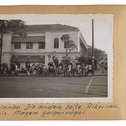 Photograph - Album Page 16, Street in Colombo With Rickshaw Drivers, MS Skaubryn, Walter Lischke, Nov-Dec 1955