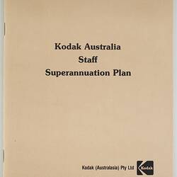 Booklet - Kodak (Australasia) Pty Ltd, Kodak Australia Staff Superannuation Plan, 1 May 1979 (Cover)
