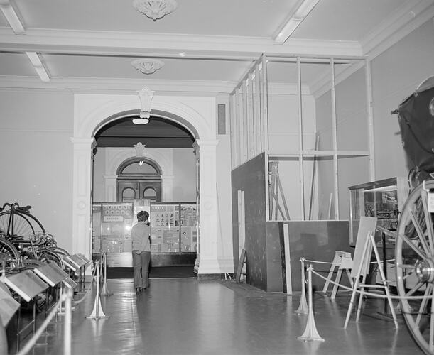 Child and renovations in Verdon Hall, Science Museum of Victoria, Melbourne, 1970
