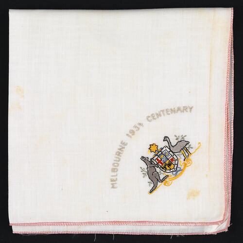 Handkerchief - 'Melbourne 1934 Centenary', Duke of Gloucester Visit, 1934