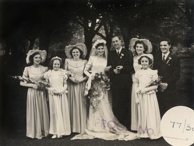 Bridal Party, James & Eileen Leech, Manchester, England, 1 Apr 1949