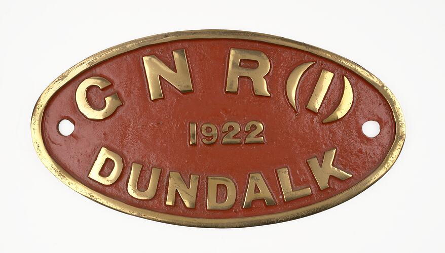Locomotive Builders Plate - Great Northern Railway (Ireland), Dundalk Works, Ireland, 1922