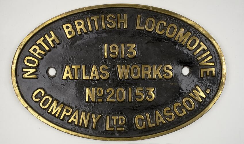 Locomotive Builders Plate - North British Locomotive Co., 1913