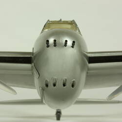 Silver model aeroplane.