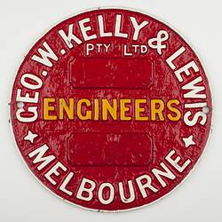 Locomotive Builders Plate - Geo. W. Kelly & Lewis Pty. Ltd., Melbourne, Victoria, 1927
