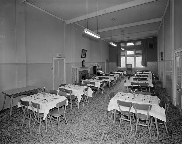 Australian Jewish Welfare & Relief Society, Dining Room, South Yarra, Victoria, Nov 1958