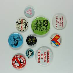 Badges from Peace Demonstrations