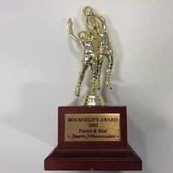 Trophy -  Willetton Junior Football Club Best and Fairest, Jason Johannisen, Perth, 2002