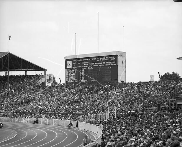Scoreboard, Men's 800 Metres Final, Olympic Games, Melbourne Cricket Ground, Melbourne, Victoria, 1956
