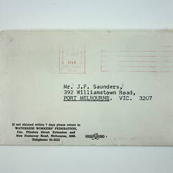 Typed front of envelope.