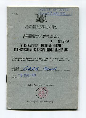 Driver's Licence - International, Lindsay Motherwell, Cape Town, South Africa, 8 May 1969