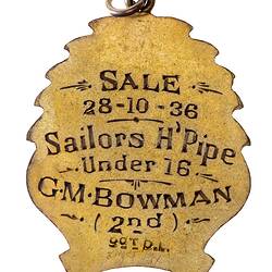 Medal - Scottish Dancing Prize, Sale, Victoria, Australia, 1936