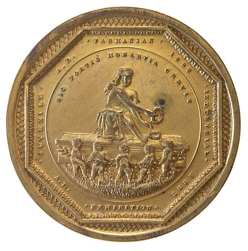 Medal - Tasmanian Juvenile Industrial Exhibition Gold Prize, 1883 AD