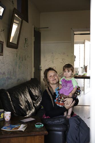 Public Housing Resident Izzy Brown Sits in Her Apartment With Her Daughter During the COVID-19 Pandemic, Collingwood, Victoria, 8 May 2020