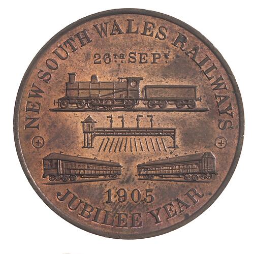 Medal - Jubilee of Railways in New South Wales, 1905 AD