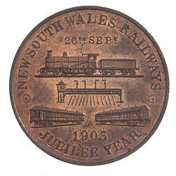 Medal - Jubilee of Railways in New South Wales, 1905 AD