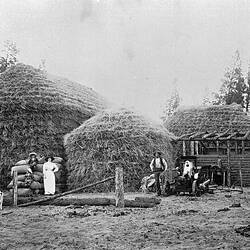 Negative - Farmyard With Haystacks & Farm Equipment, Daytrap District, Victoria, circa 1910