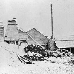 Negative - Mine Buildings, Including Poppet Head, Ballarat District, Victoria, circa 1870