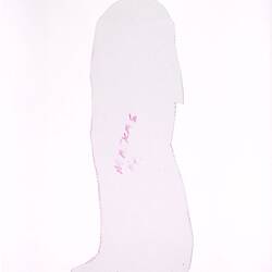 Silhouette of man's legs, feet in transparent plastic.