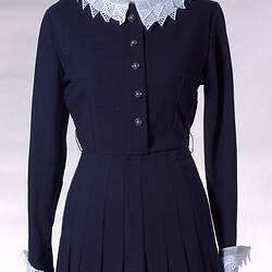 Dress - Prue Acton, Mini, Navy Wool Crepe, 1965