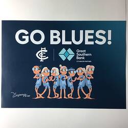 White poster with 7 female cartoon footballers. White and blue text.