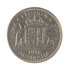 Proof Coin - Reverse, Florin (2 Shillings), Australia, 1956