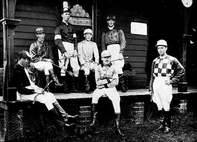 Jockeys at Casterton Racecourse, Victoria, 1914