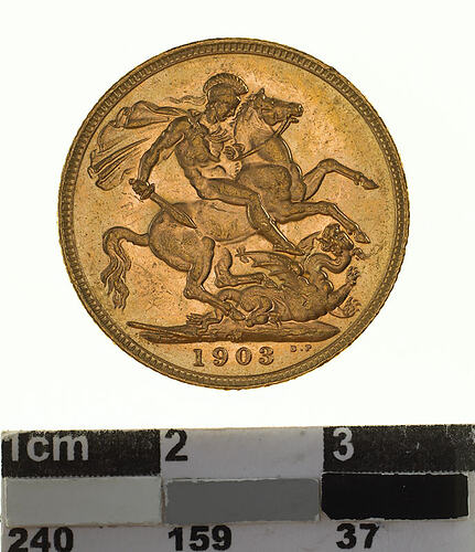 Coin - Sovereign, Victoria, Australia, 1903, photographed by Museums Victoria