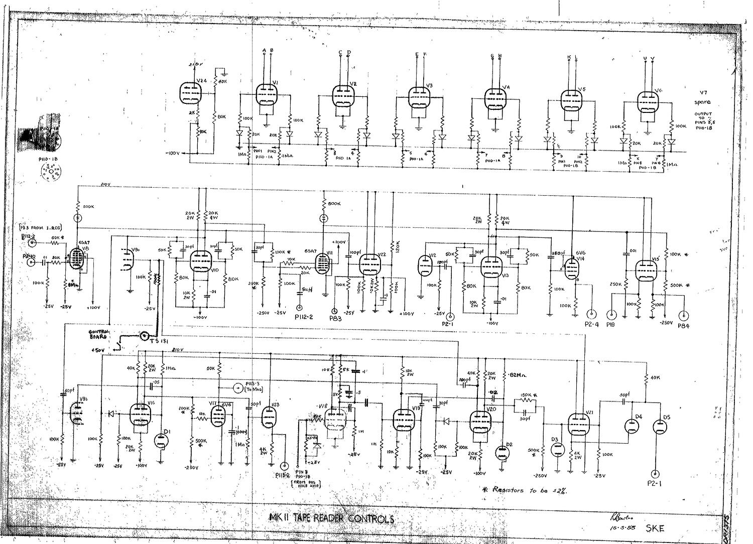 Schematic Diagram - CSIRAC Computer, 'Mk II Tape Reader Controls', SKE ...