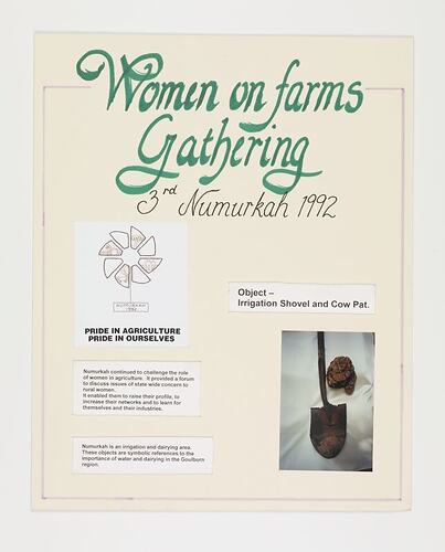 History Board - Victorian Women on Farms Gathering, Numurkah 1992