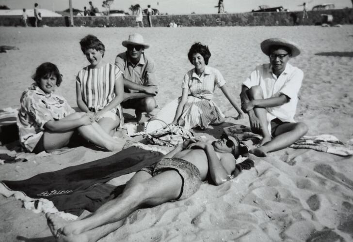 Digital Photograph - Friends on Beach, Mordialloc, 1962