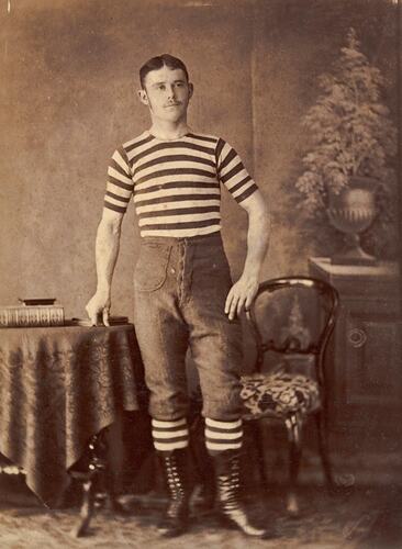 Digital Photograph - Man in Hotham Football Club Uniform, Hotham, 1879