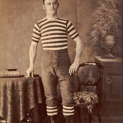Digital Photograph - Man in Hotham Football Club Uniform, Hotham, 1879