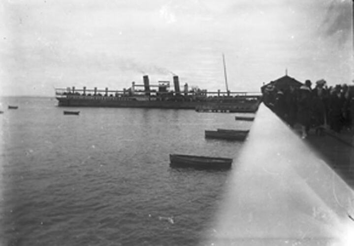 Digital Photograph - View of 'SS Weeroona' at Queenscliff Pier, Queenscliff, circa 1920
