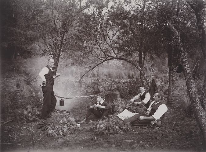 Collecting Wattle, Archibald James Campbell, Dandenong Ranges, Victoria, circa 1900