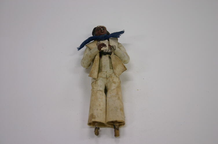 Indian Figure - Man Wearing Blue Scarf, Clay