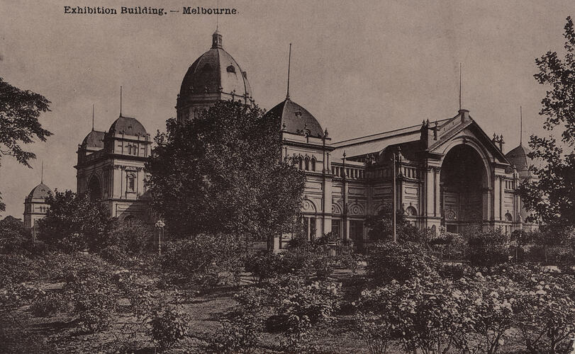 Postcard - South West Facade, Exhibition Building, Melbourne, circa 1908