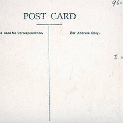 Postcard - South East Facade, Exhibition Building, JW Lindt, Melbourne, circa 1905 (Reverse)